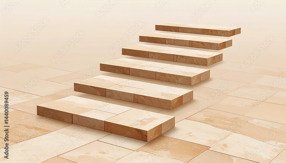 Poster ascending steps in a minimalist space modern architecture digital artwork tranquil environment close