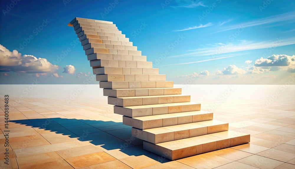 Poster stairway to infinity abstract architectural design open space visual art serene environment elevated