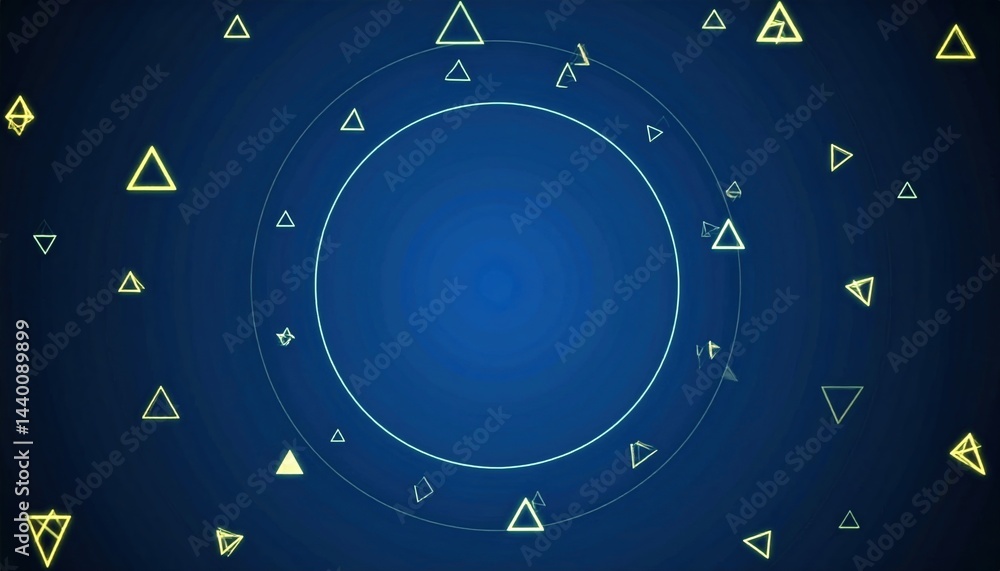 Poster dynamic geometric animation with triangles on a blue background digital artwork abstract visuals art