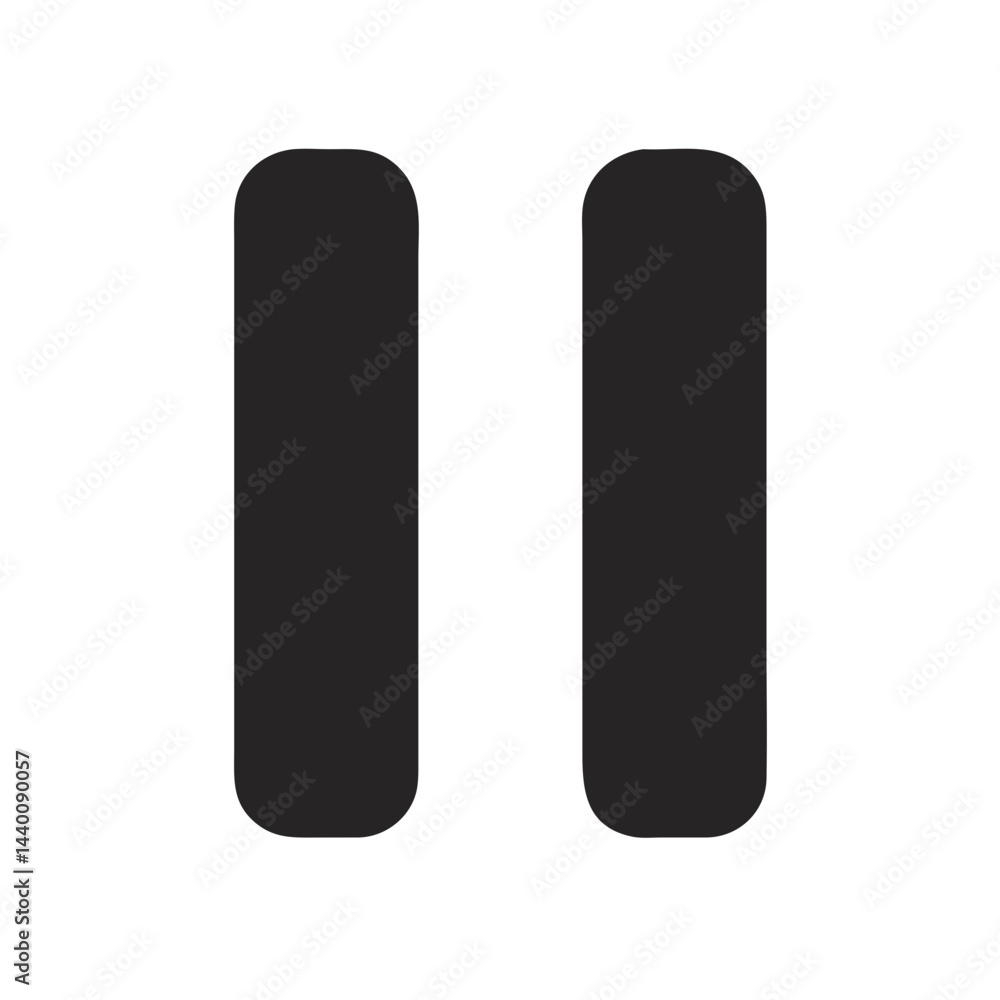 Poster Black Pause Button Vector Icon for Media Player Interface and Design
