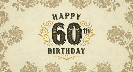 Happy 60th Birthday! Vintage Floral Background Image