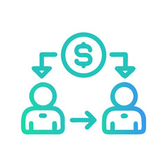 Money Transfer between people icon. Gradient illustration of finance