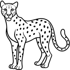 Modern Cheetah Vector Line Drawing