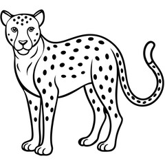 Modern Cheetah Vector Line Drawing