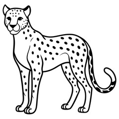 Modern Cheetah Vector Line Drawing