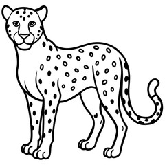 Modern Cheetah Vector Line Drawing