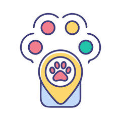 Pet-Friendly Location Icon: Map Pointer with Paw Print for Animal Services