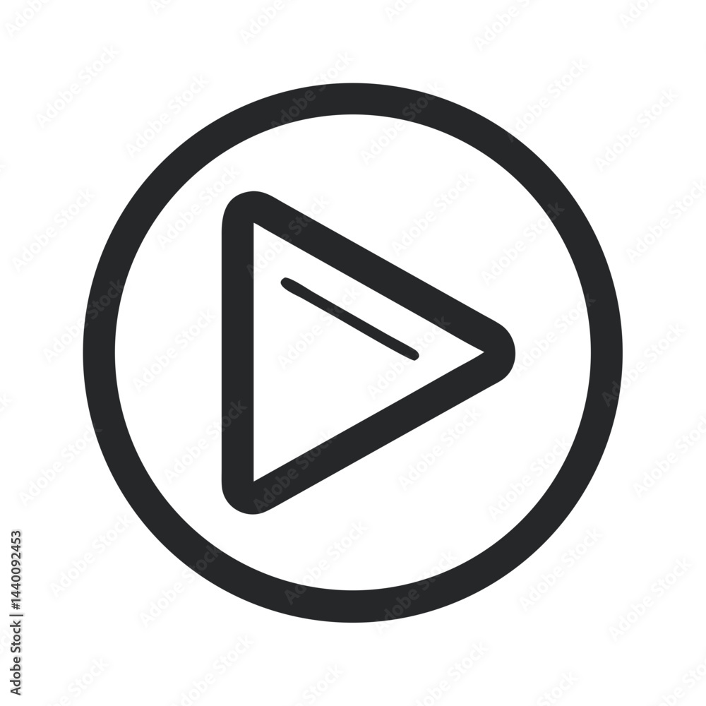 Poster dark play button icon in circle for video and audio media