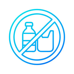 No Plastic: Symbol for Plastic Bottle and Bag Ban in Blue