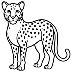 Modern Cheetah Vector Line Drawing