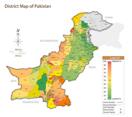 Obraz premium District-wise map of Pakistan-Editable-Layered
