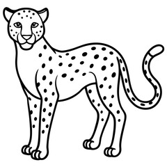 Modern Cheetah Vector Line Drawing