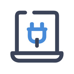 Laptop Icon with Plug, symbolizing Power, Technology, and Connectivity