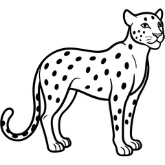 Modern Cheetah Vector Line Drawing