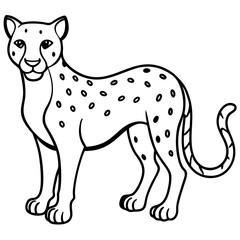 Modern Cheetah Vector Line Drawing
