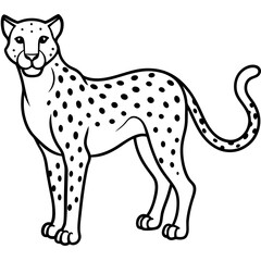 Modern Cheetah Vector Line Drawing