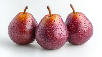 Fototapeta premium Three red apples with a shiny, wet surface