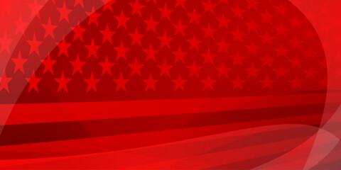 Fototapeta premium Vector illustration of the American flag in red colors with abstract stars and stripes, modern design for celebrations and national holidays.