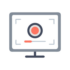 Screen Recording Icon, Video Capture, Tutorial, Vector Illustration on Black Background