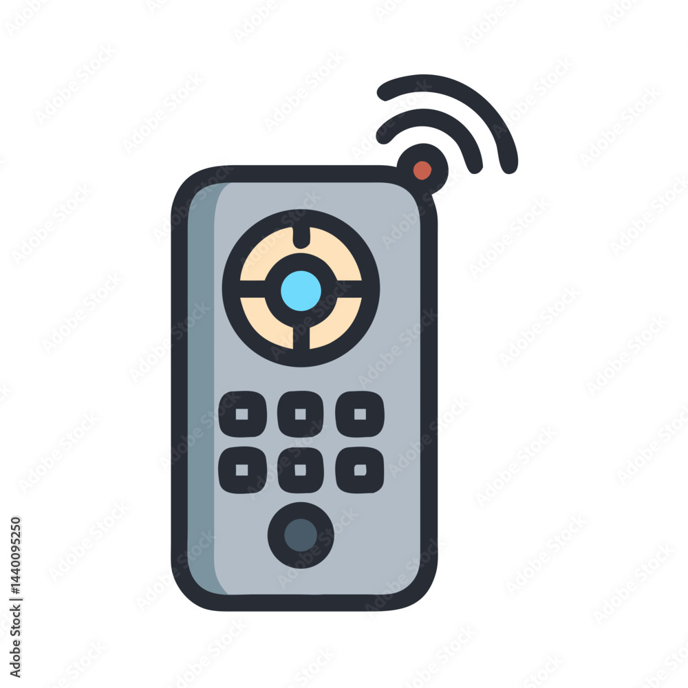 Poster wireless remote control icon with buttons and wifi symbol design