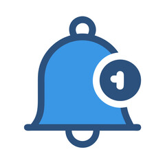 Blue Notification Bell with Heart Icon on Black Background