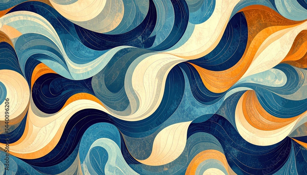 Poster dynamic wave patterns abstract art digital creation vibrant colors artistic environment contemporary