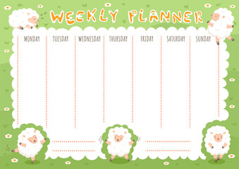 Weekly planner with cute sheep.