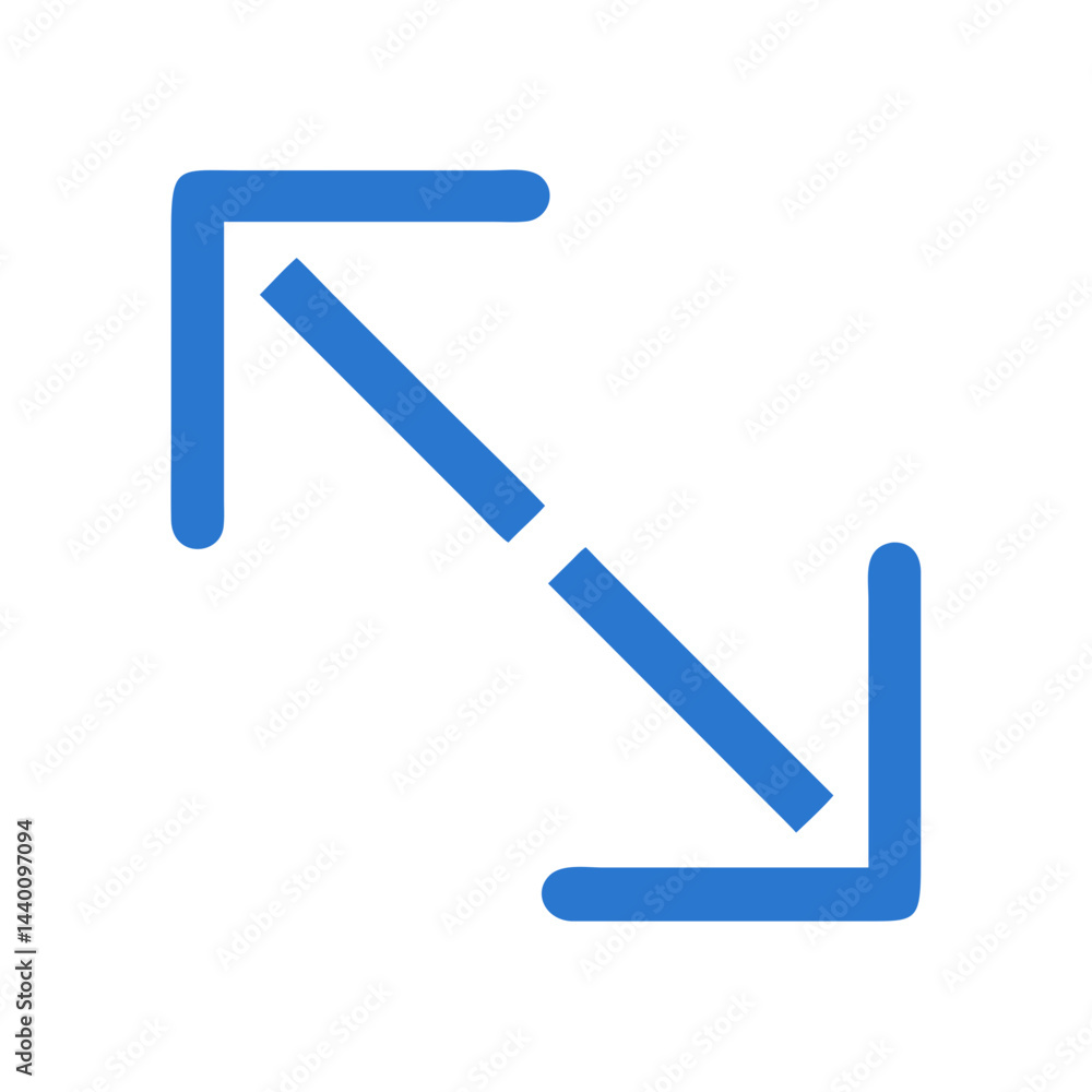Poster diagonal expand arrows icon - blue resize symbol on black background