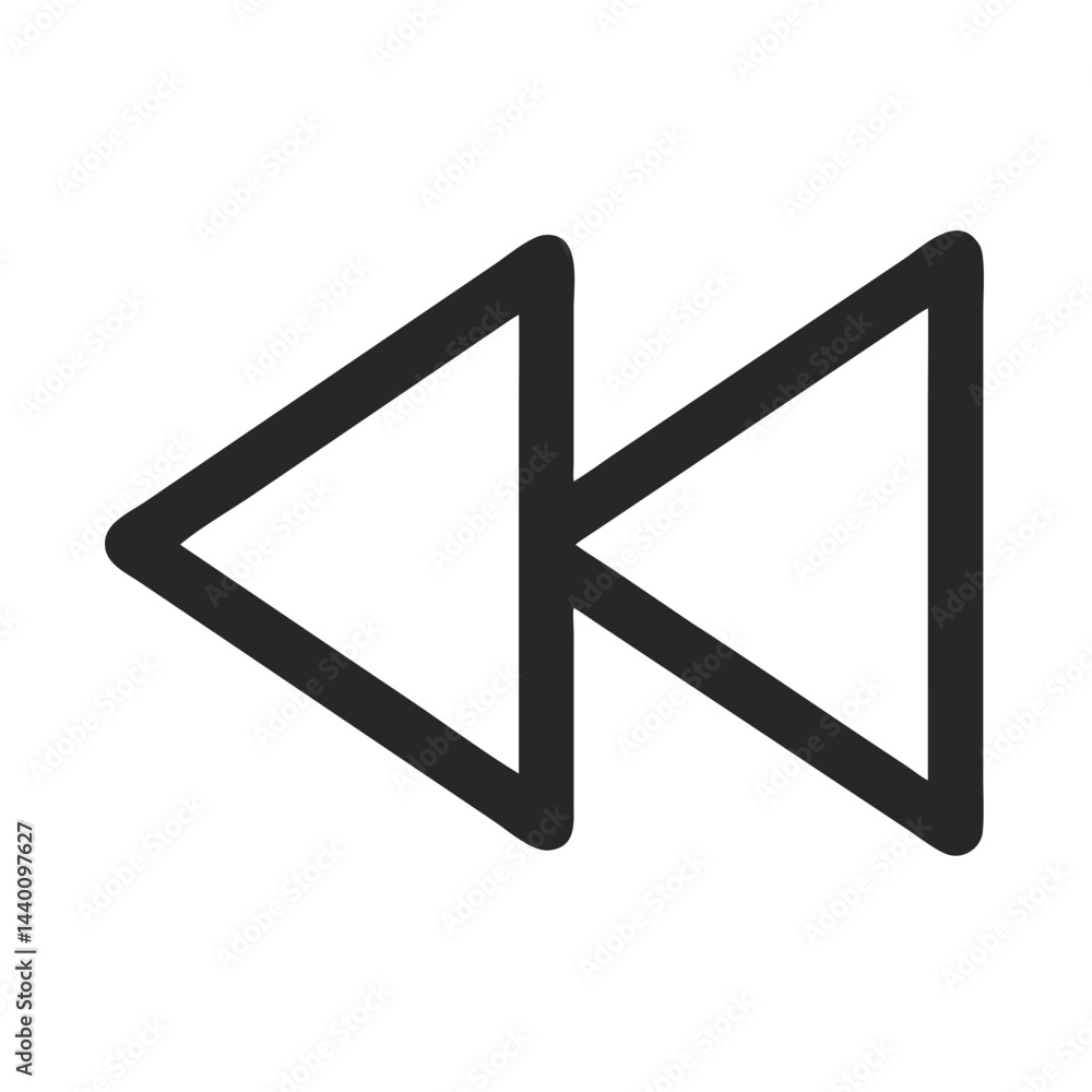 Poster rewind button icon: media player control, go back, fast reverse symbol