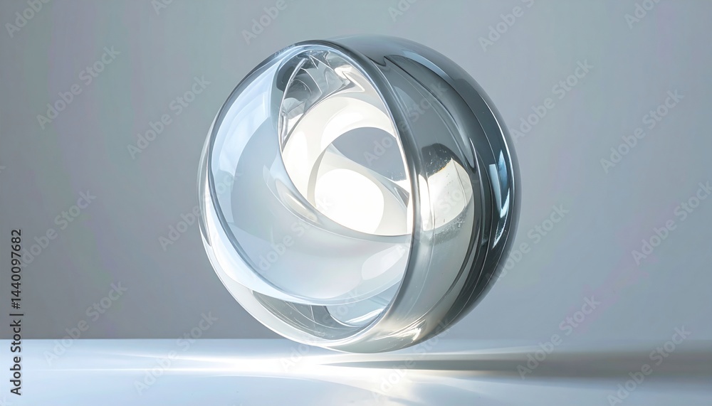 Poster dynamic glass sphere reflection studio setting abstract art minimalist environment close-up viewpoin