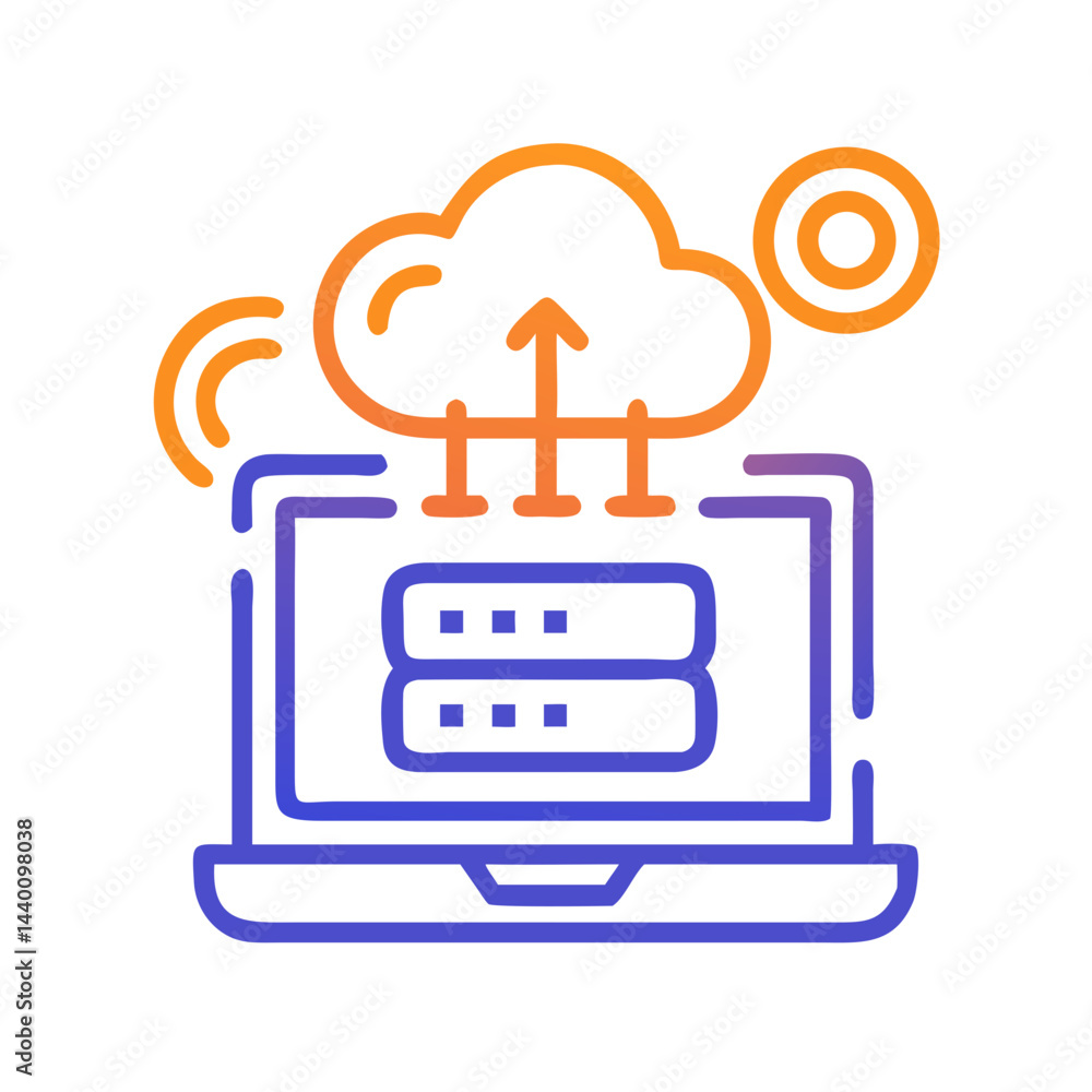 Poster cloud computing data transfer via laptop for business and innovation