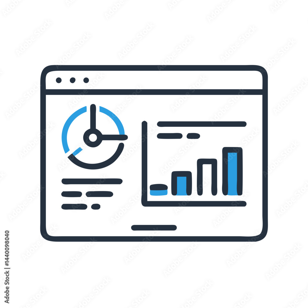 Poster data analytics dashboard with chart and graph on screen