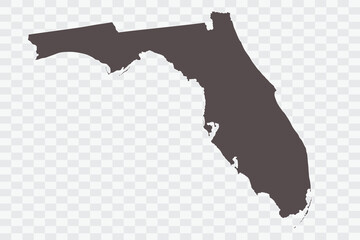 FLORIDA Map Minimalist High-Quality PNG Ash Color on Transparent Background Perfect for presentations infographics educational materials and graphic design projects