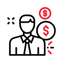 Red Dollar Sign Flowing Downwards on Black Background - Finance Concept