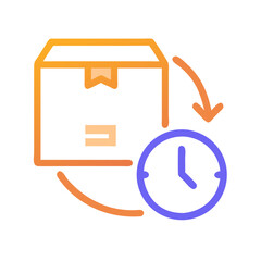 Fast Delivery and Shipping Logistics: Package Box with Clock Icon