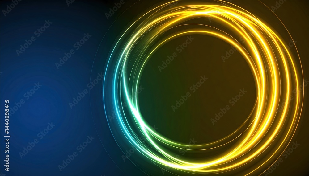 Aufkleber dynamic light trails creating abstract circles digital space graphic design vibrant colors close-up 