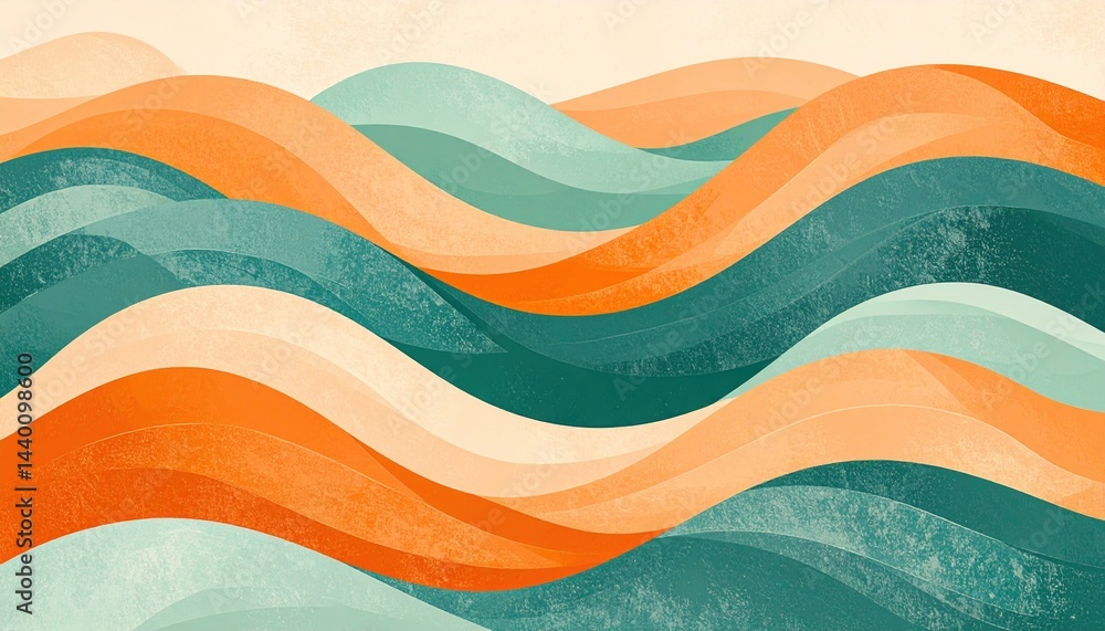 Poster dynamic waves of colorful shapes abstract art digital design minimalist environment aerial view visu