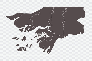 Guinea Bissau Map Minimalist High-Quality PNG Ash Color on Transparent Background Perfect for presentations infographics educational materials and graphic design projects