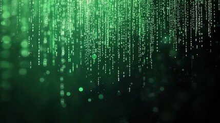 A dark-green background with white digits falling vertically like raindrops.