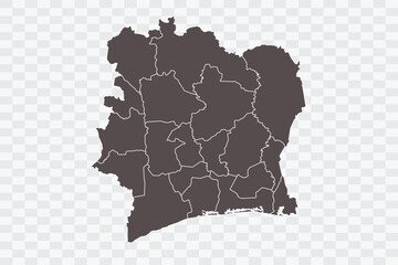 Ivory Coast Map Minimalist High-Quality PNG Ash Color on Transparent Background Perfect for presentations infographics educational materials and graphic design projects