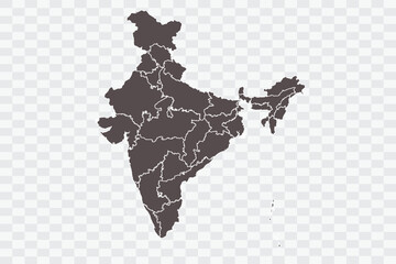 India Map Minimalist High-Quality PNG Ash Color on Transparent Background Perfect for presentations infographics educational materials and graphic design projects