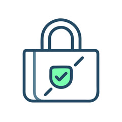 Secure Padlock with Checkmark Icon: Data Protection and Cybersecurity Illustration