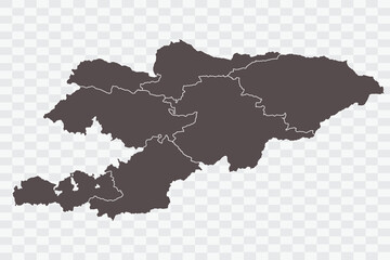 Kyrgyzstan Map Minimalist  High-Quality PNG  Ash Color on Transparent Background Perfect for presentations infographics educational materials and graphic design projects