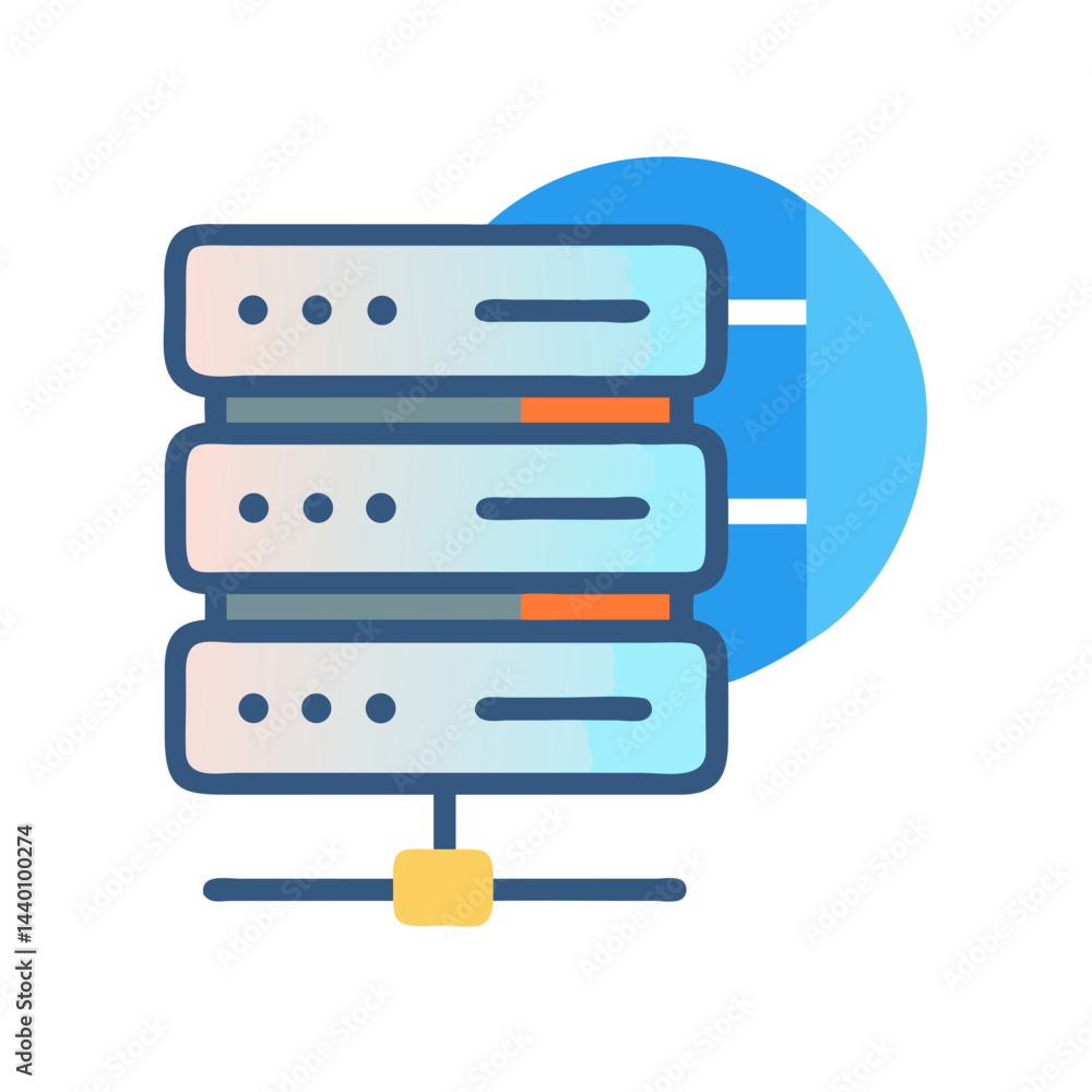 Poster data server network and cloud computing technology, information infrastructure icon