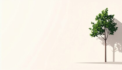 Obraz premium Growing green tree illustration nature background digital art minimalistic style close-up view eco-friendly concept
