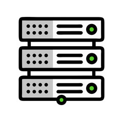 Three Server Racks Icon - Minimalist Data Center Vector Illustration