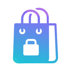 Secure Online Shopping Bag Icon with Lock, Modern Gradient Design