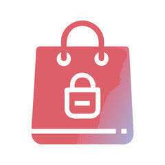 Secure Online Shopping Bag Icon with Padlock and Gradient Color