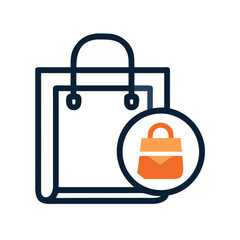 Online Shopping Bag Icon with Add to Cart Symbol on Black