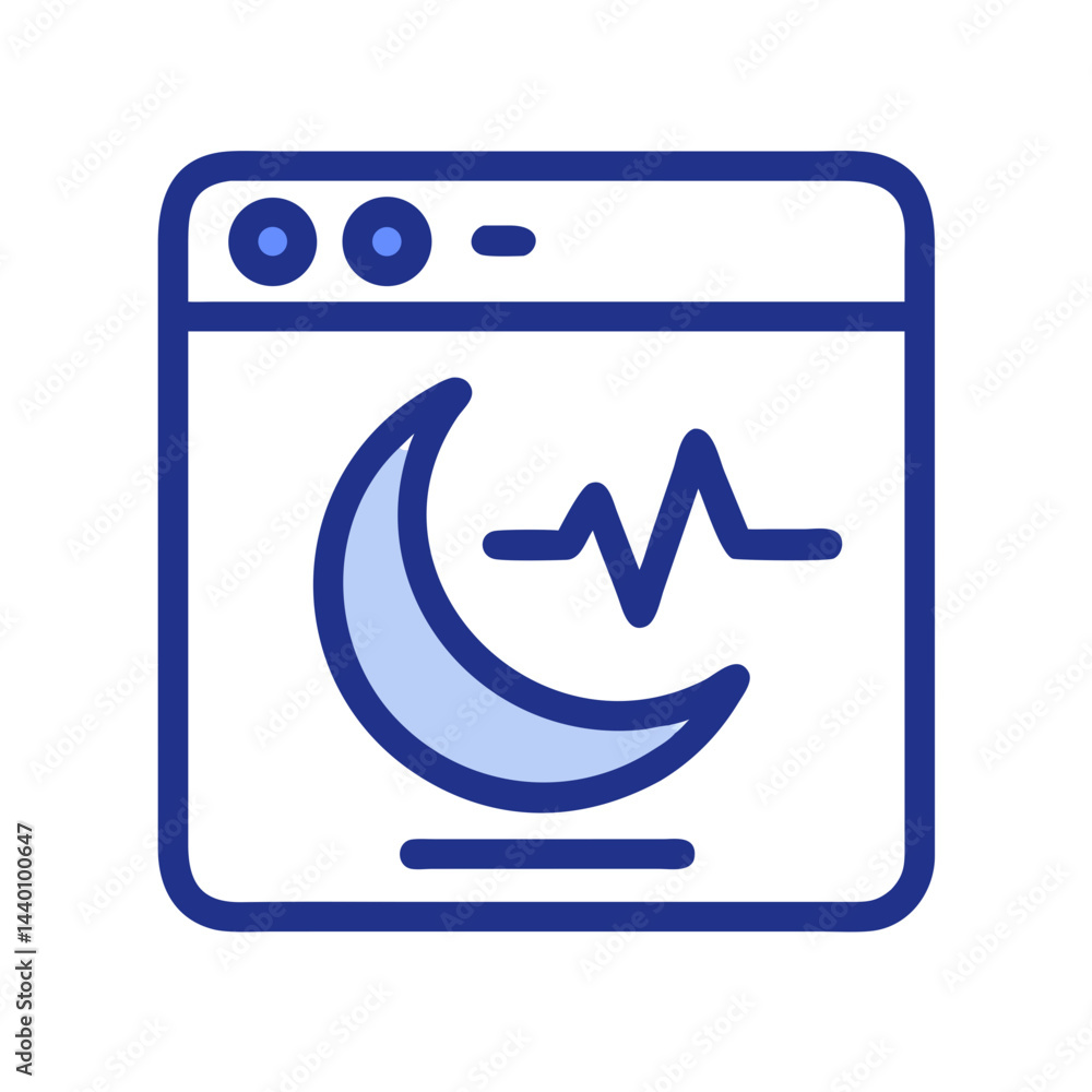 Poster night mode web browser ui design with moon and signal wave